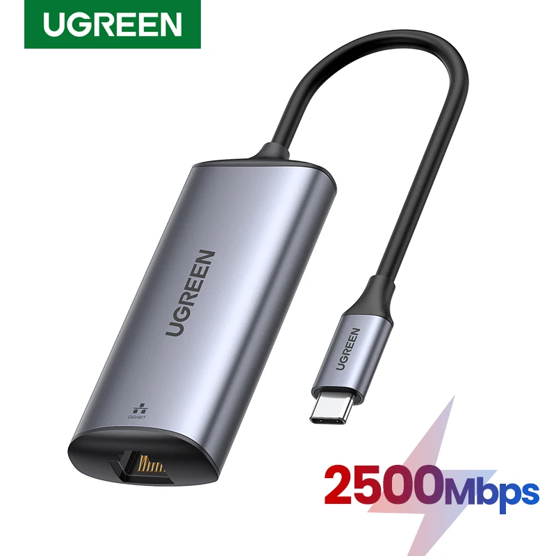 

UGREEN 2.5G USB Ethernet Adapter 2500Mbps USB RJ45 Thunderbolt 3 Lan Type-C to 2.5 Gigabit for Laptop PC Notebook Network Card