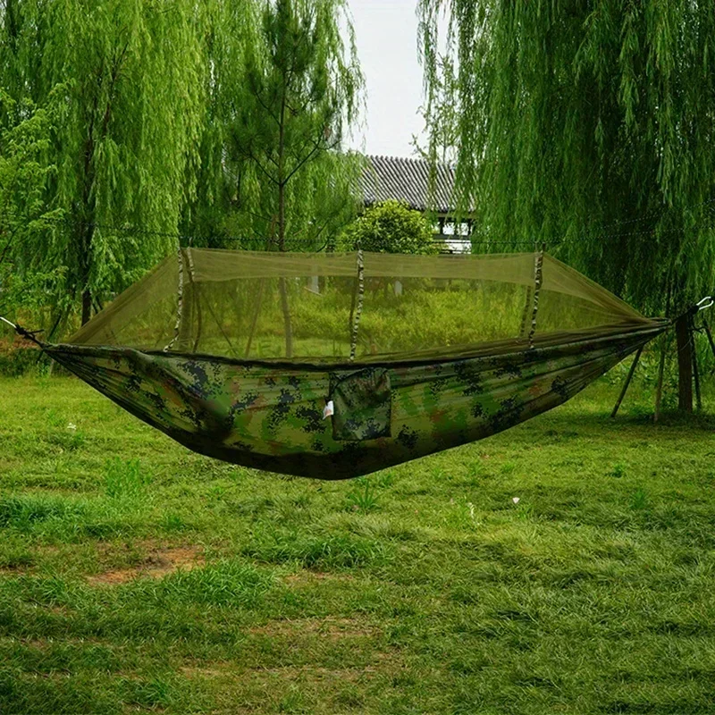 Outdoor Camping Double Hammock Swing Garden Travel Portable Anti-rollover Mosquito Net Hammock Parachute Fabric Rocking Chair
