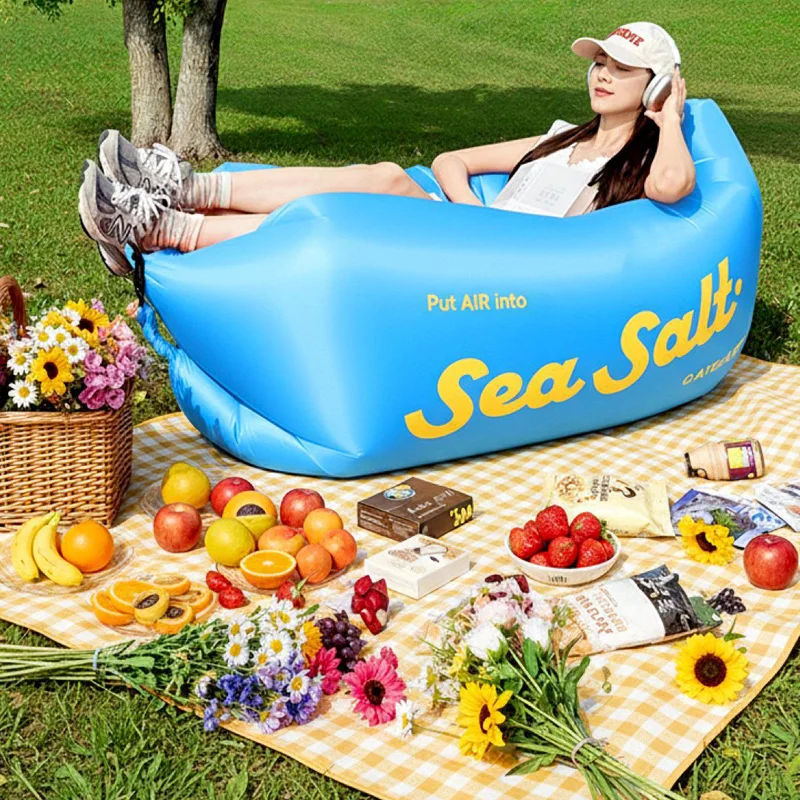 Divano Gonfiabile Portatile, Lettino ad Aria per Campeggio, Escursioni, Spiaggia, Festival Musicali, Viaggi, Picnic, Giardino, Impermeabile - immagine 5