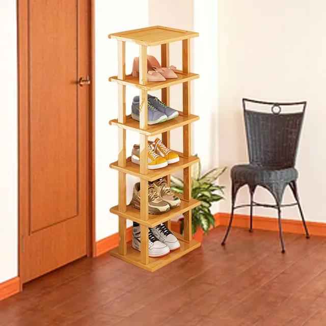 Zapatero estrecho multicapa Simple a prueba de polvo, armario de zapatos de  madera maciza, pequeño hogar, interior, puerta estrecha, costura de esquina  - AliExpress