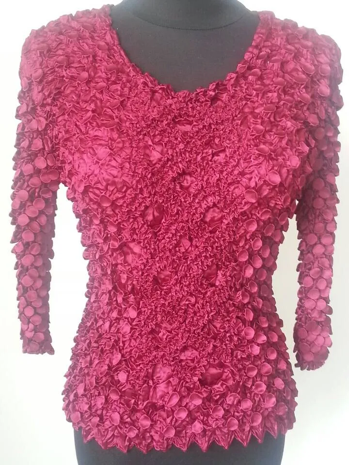 여자 탄성 팝콘 길어야 긴 소매 셔츠 동전 티셔츠