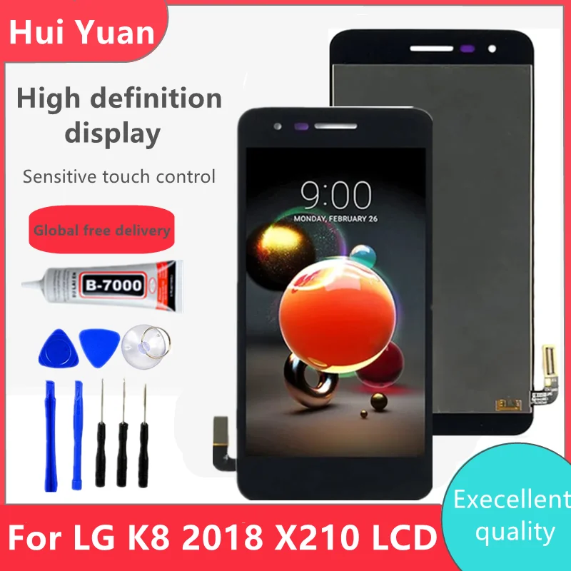 

100% Test 5.0"; For LG K8 2018 LCD Display MX210 LM-X210 X210AM X210MA SP200 X210 Touch Screen Digitizer Assembly with Frame