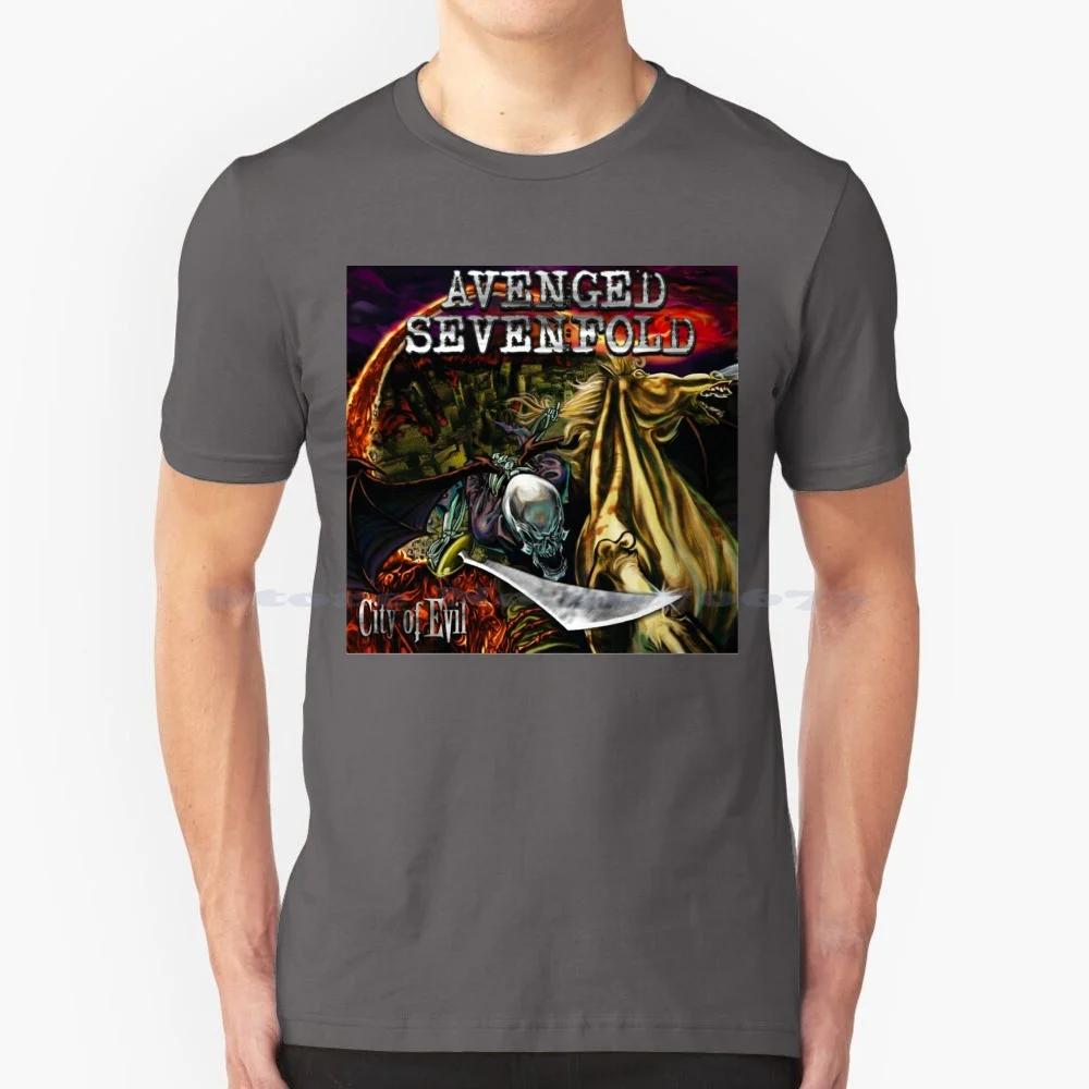 City Of Evil Sevenfold T Shirt 100% Cotone Tee Music Drink Vended Bat Grind Dear God Logo A7X High Hard Core