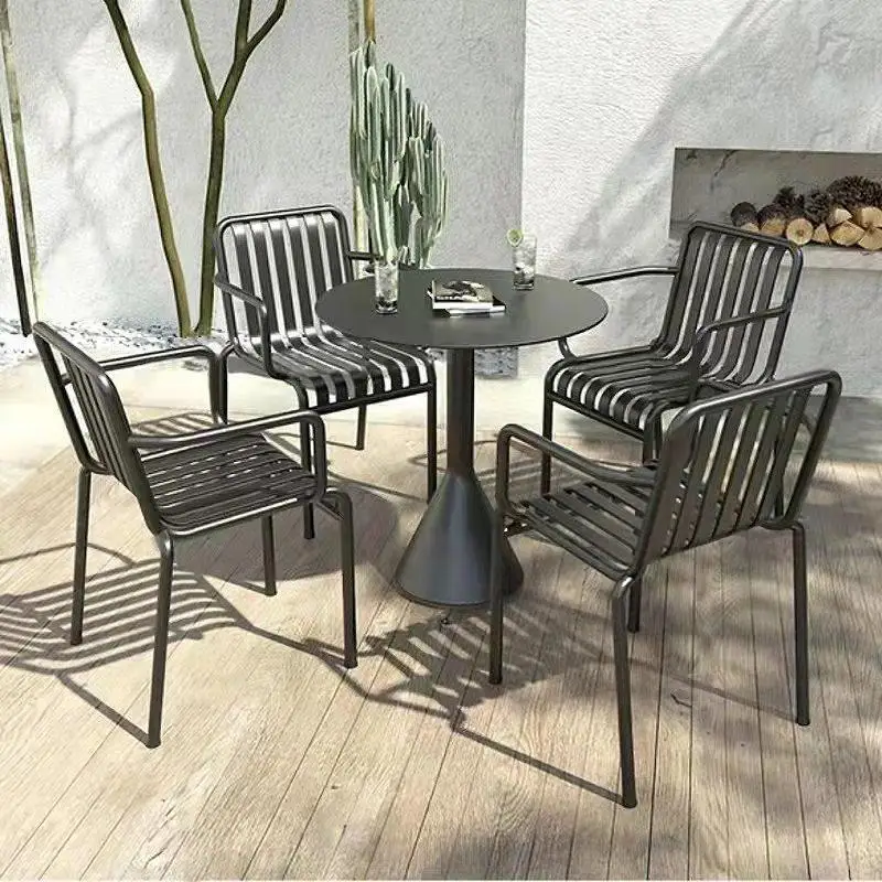 Metal dining table and chair balcony waterproof wrought iron table and chair set