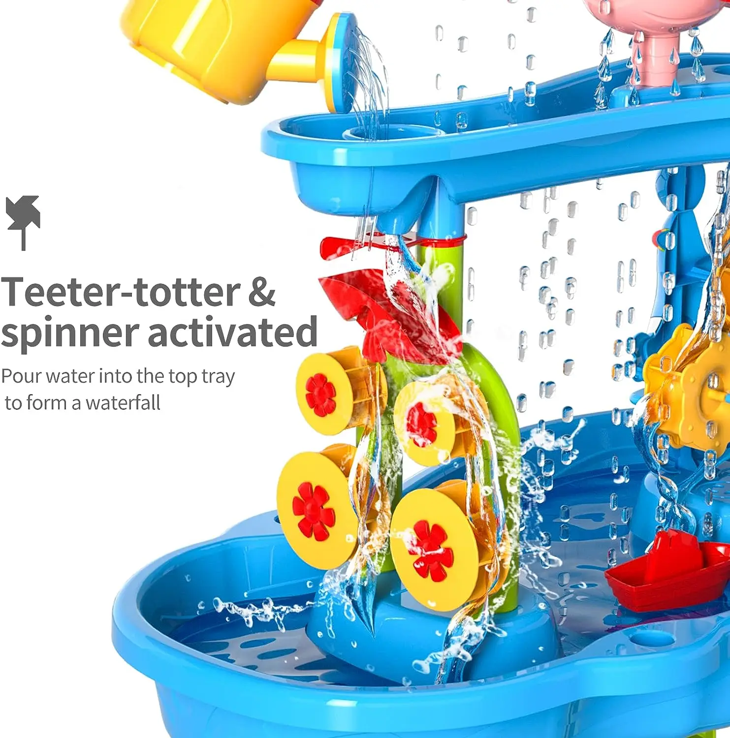 Kids Sand and Water Table Toy 3-layer Outdoor Beach Toy Water and Sand Game Table Suitable for Kid Aged 3-5 Years Old for Play 4