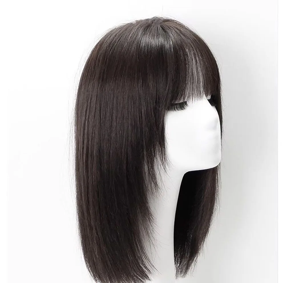 실크 베이스 인모 가발 PU 프론트 4    백인 여성용 초콜릿 컬러 가발, 버진 유럽산 인모 앞머리 스타일