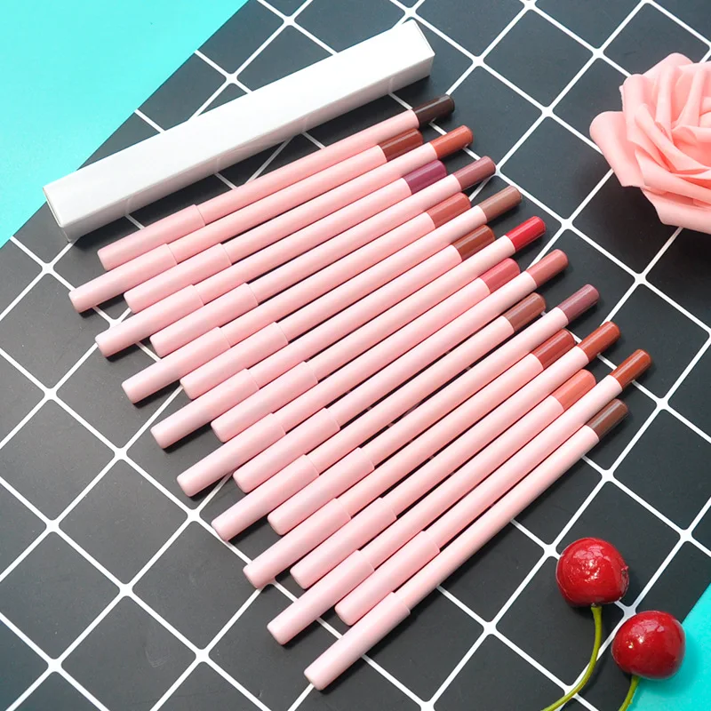 10PCS Lip Liner Pencil Private Label Makeup Lipstick Pencils Waterproof Matte Dark Vegan Nude Pink Lipliner Bulk