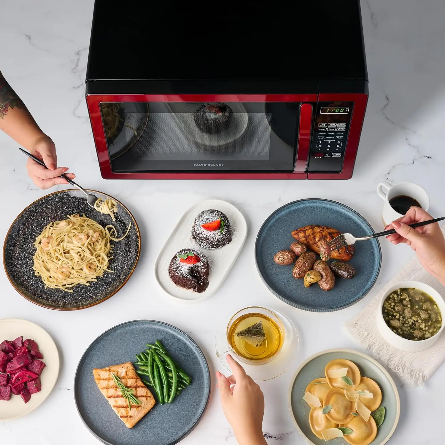 Microwave 1000 Watts, 1.1 cu ft - Microwave Oven With LED Lighting and Child Lock - Perfect for Apartments 5
