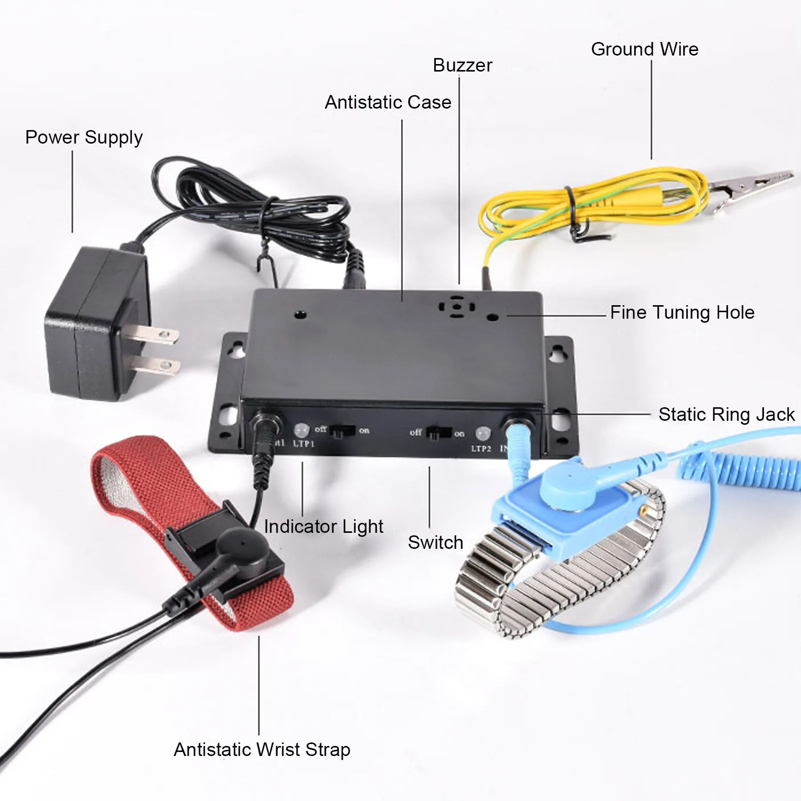 Antistatic Wristband Alarm ESD Wrist Strap Tester Double Station Antistatic Wristband Online Monitor Wrist Strap Online Monitor