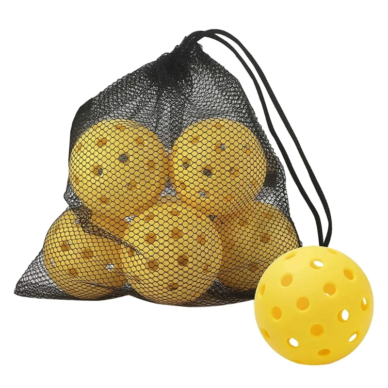 G92F Pickleball Balls 6 Pack with Mesh Bag Outdoor Pickle Balls Sets Consistent Bounce Durability