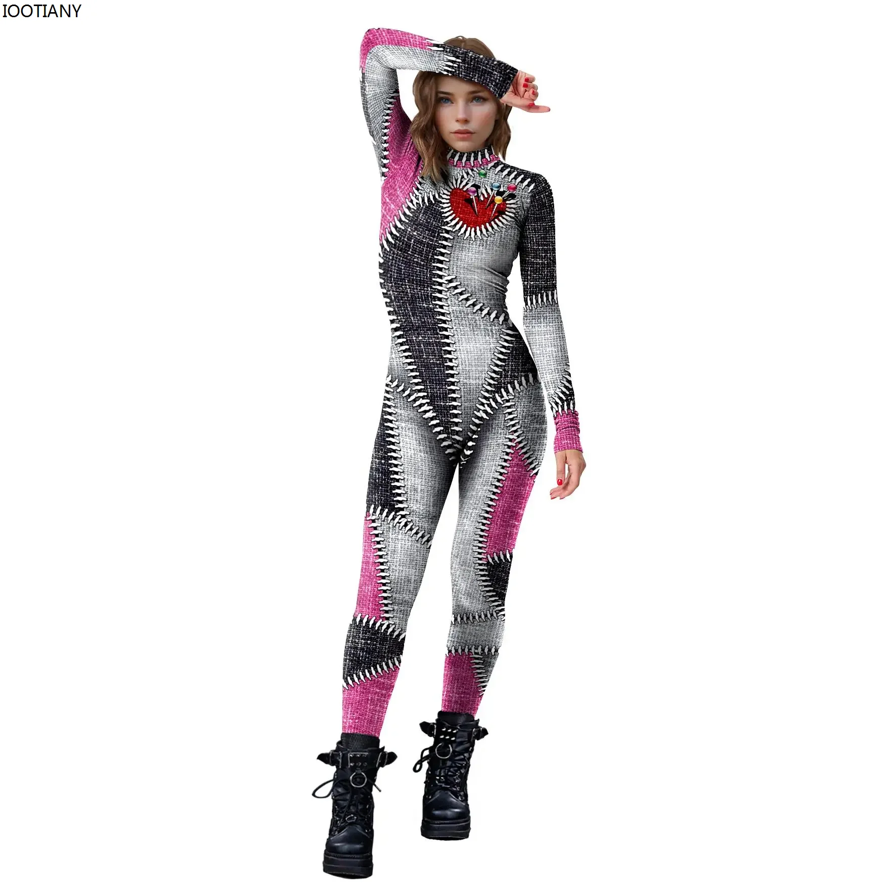 

Women Patchwork Clown Cosplay Jumpsuit Halloween Bodysuit Carnival Party Fancy Morphsuit Adult Sexy Catsuit Aerial Yoga Outfit