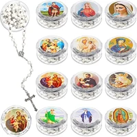 12 chapelets catholiques en bois, cadeaux religieux, chapelets sacrés avec boîtes cadeaux pour la prière, hommes et femmes 6