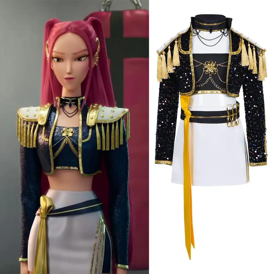 thumbnail image 2 of Anime K-Pop Demon Hunters Zoey Rumi Mira Cosplay Costume White PU Leather Uniform Role Play For Party Halloween Carnival Outfits 2 of 11