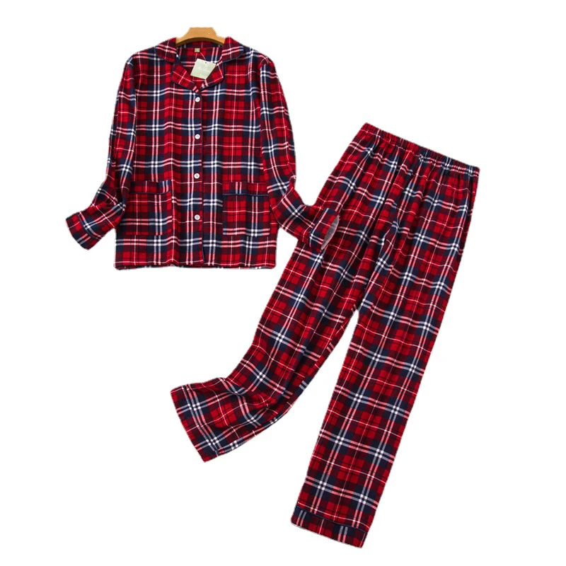 

Plaid Print Sleep Tops Women's Pajamas Plus Size S-XXXL Clothes Ladies Flannel Cotton Home Wear Suit Autumn Winter Pajamas
