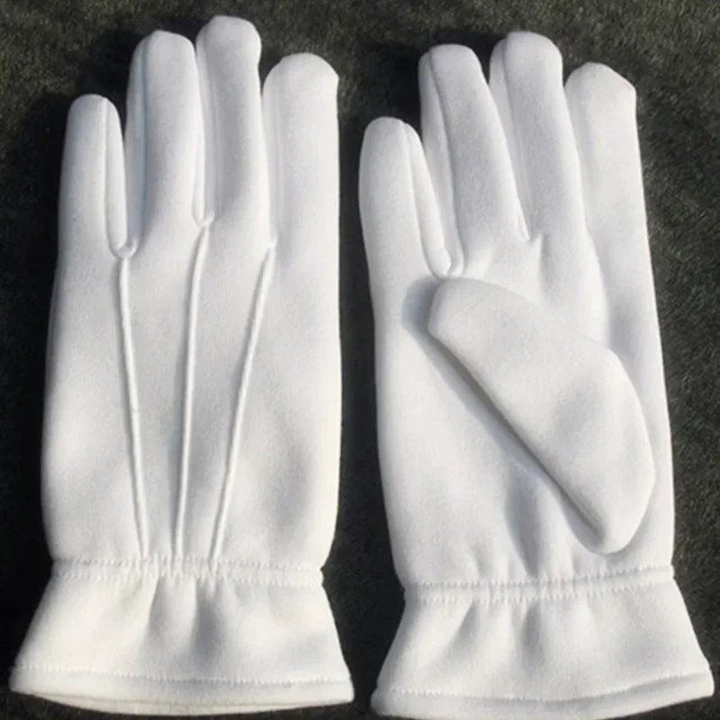 Men White Warmer Gloves Formal Tuxedo Honor Guard Parade Shuffle Dance Jewelry Care Performance Party Magic Show Butler Gloves