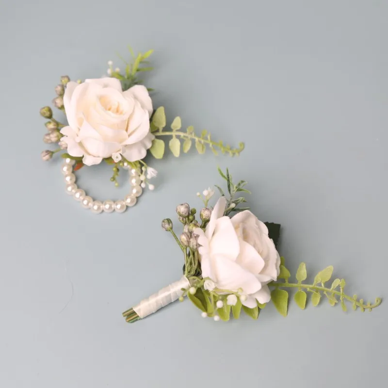 AUNMAS 5 Pezzi Fiore All'occhiello dello Sposo Set Elegante Fiore All'occhiello per Uomo Fiore Matrimonio Fiori Artificiali Realistico Spilla Fiore