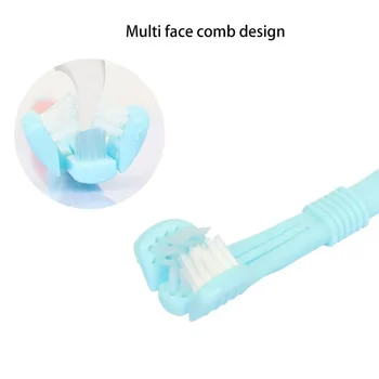 Three Sided Pet Toothbrush Three-Head Multi-angle Toothbrush Cleaning Dog Cat Brush Bad Breath Teeth Care Tool 4