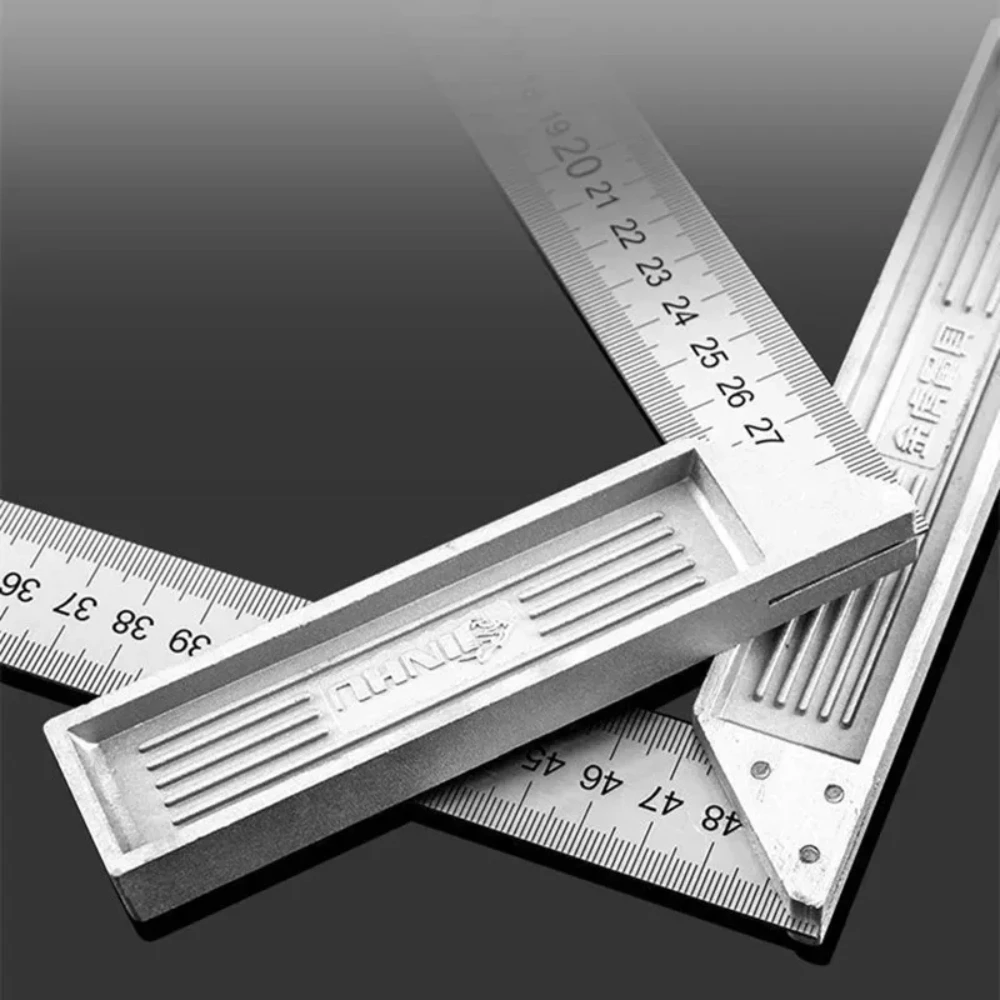 90 Turning Ruler Aluminum Alloy Square Ruler Right Angle Woodworking Steel Turning Measuring Tools Gauge