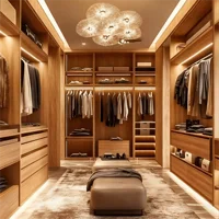 خزانة غرفة نوم خشبية فاخرة حديثة على شكل حرف U |   نظام المشي في الخزانة |   الشركة المصنعة لخزانة الملابس المخصصة 6