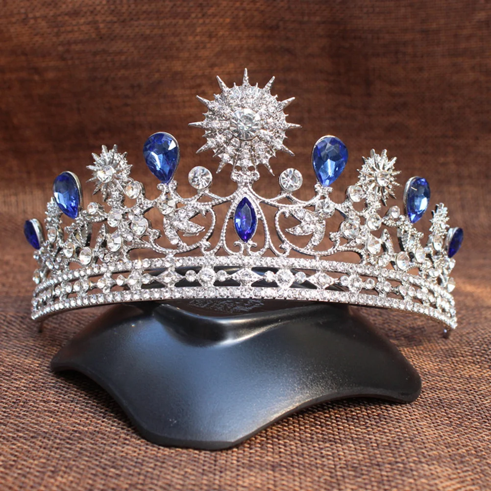 Wedding Prom Bridal Crown Rhinestone Crystal Decor Headband The Decorations Tiara Veil Headgear 2