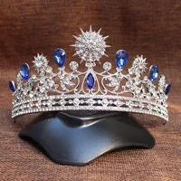Wedding Prom Bridal Crown Rhinestone Crystal Decor Headband The Decorations Tiara Veil Headgear 2