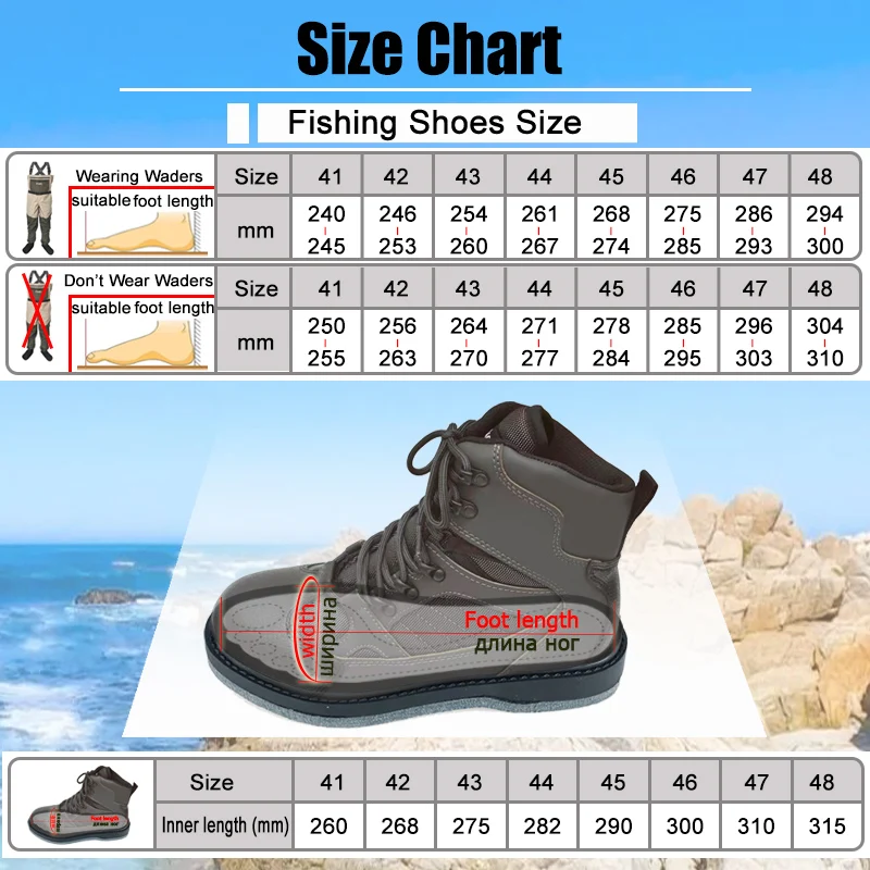 Fishing Shoes Rubber or Felt Sole Outdoor Hunting Fishing Boots Upstream Non-slip Reef Rock Shoes Fly Waders