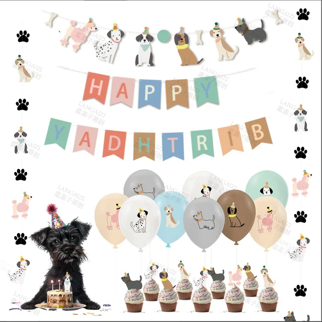 Pet Dog Cupcake Toppers Pet Dog Themed Birthday Party Supplies Dog Face Cake Toppers Puppy Theme Birthday Party Decoration 2