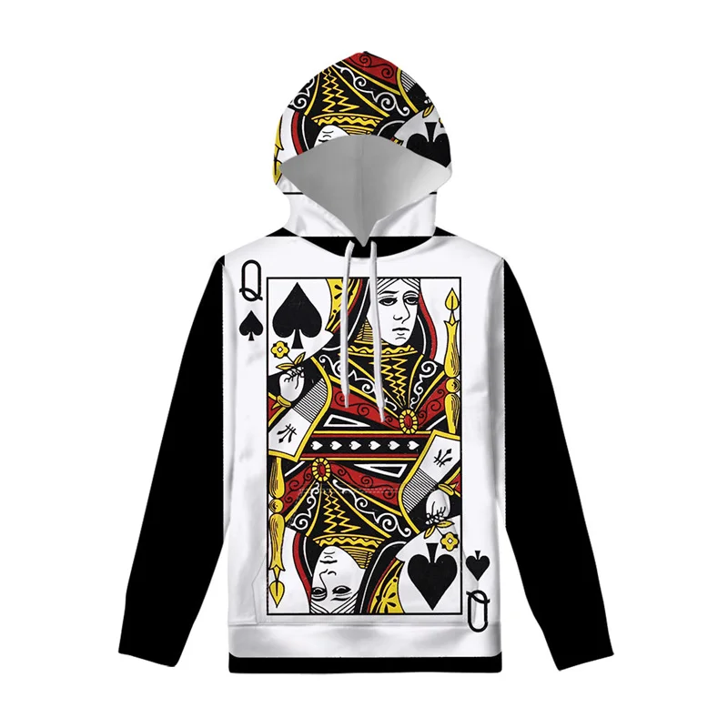 thumbnail image 1 of Sudadera con capucha con estampado 3D de naipes creativos para hombre, sudadera con estampado de póquer con personalidad, sudadera informal para primavera y otoño, 1 of 5