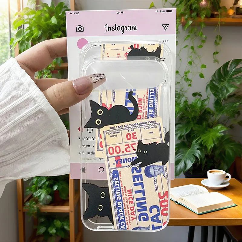 Animated Angry Cat Cartoon Doodle Soft TPU Phone Case Cover