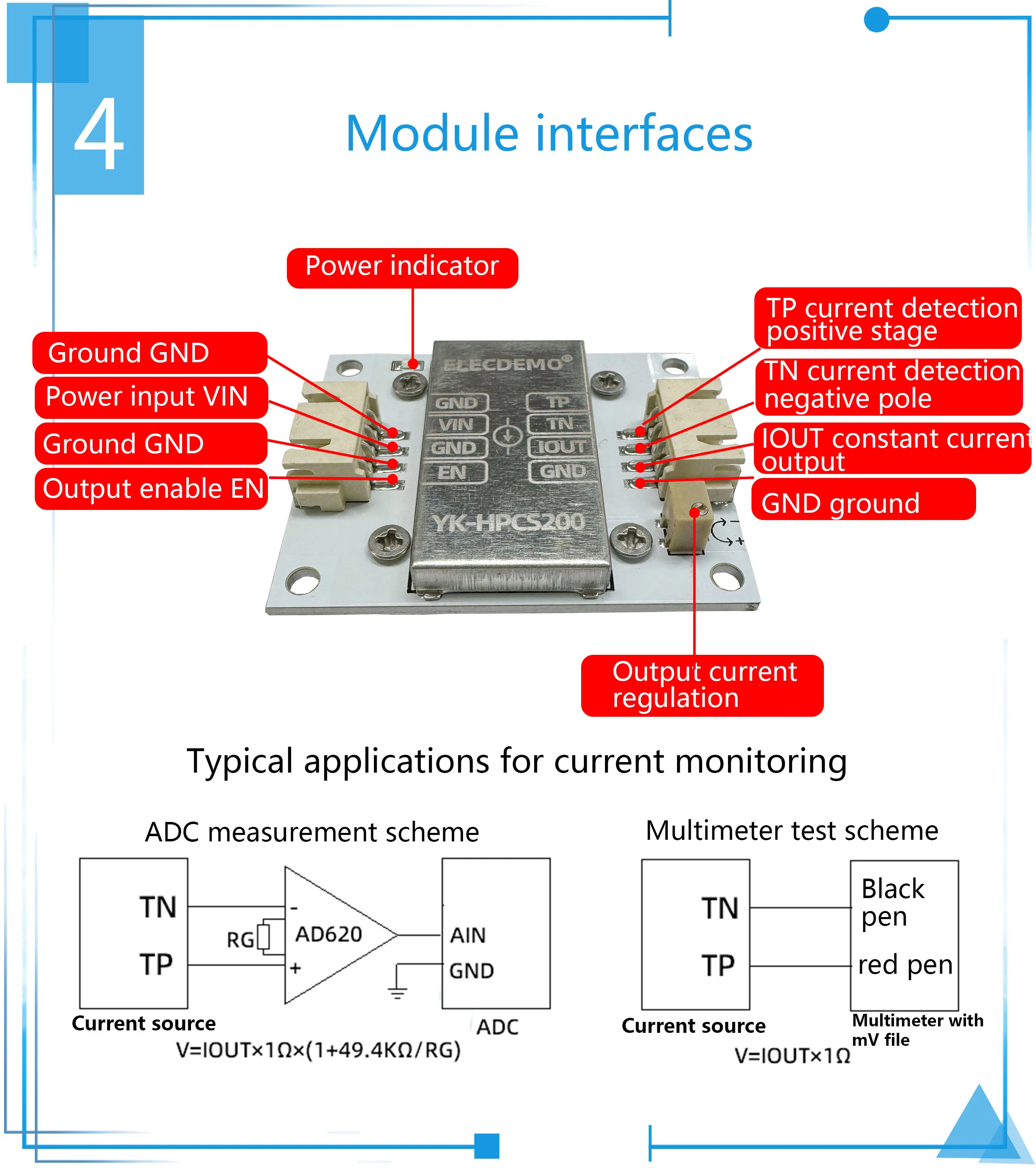 Precision constant current source module, adjustable current source, high-precis