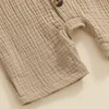 Summer Baby Clothing Newborn Infant Baby Boys Rompers Cotton Linen Solid Color Short Sleeve Lapel Jumpsuit Outfits 6
