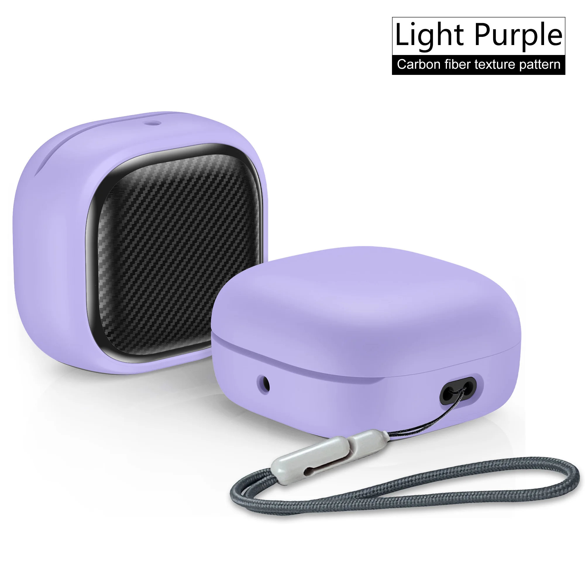 Stylish Fiber Stripes Protective Earbud Case with Lanyard