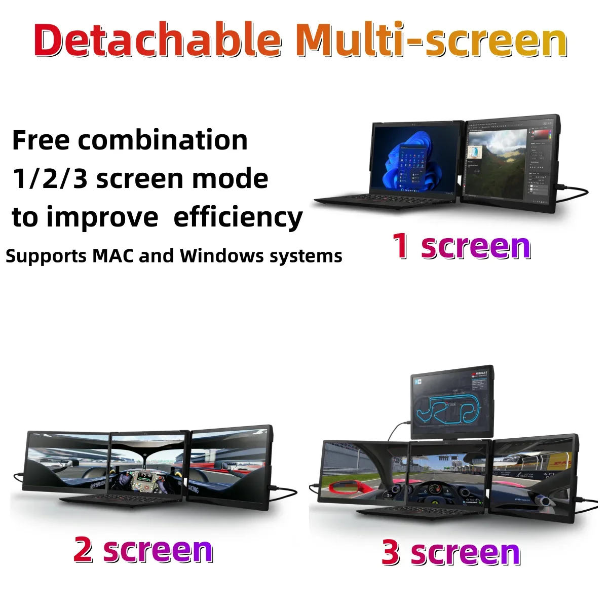 Wholesale 13.3 inch 2 IPS Full View Portable Monitors Foldable Tri ...