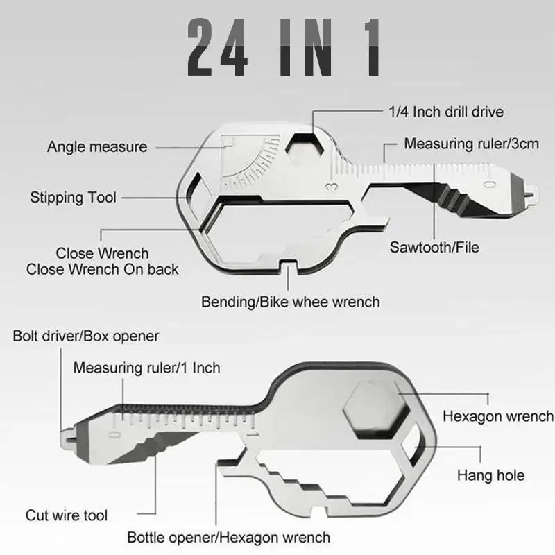Multitool Key Universal Keys Gear Clips Measuring Adjustable Portable Home Hand Tool Key Ring Wrench Set 3
