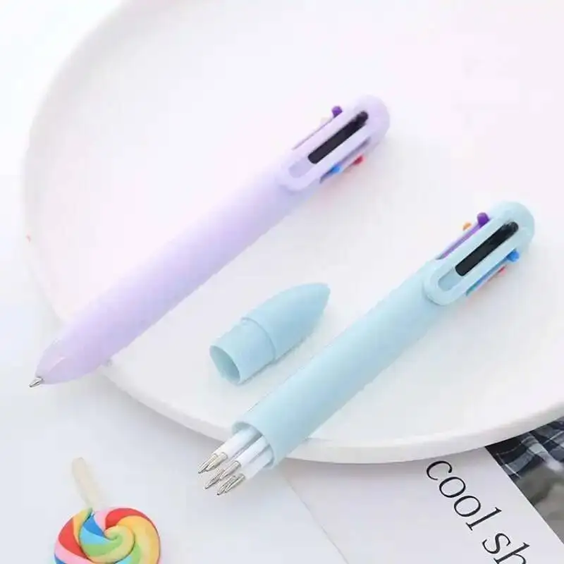 Stationery School Supplies 6 Color Macaron Pens Multicolor Ballpoint Pen Multifunction Office Creative Pen 1 Piece ballpoint pen,multifunction ballpoint pen,multifunctional pen,ball point pen