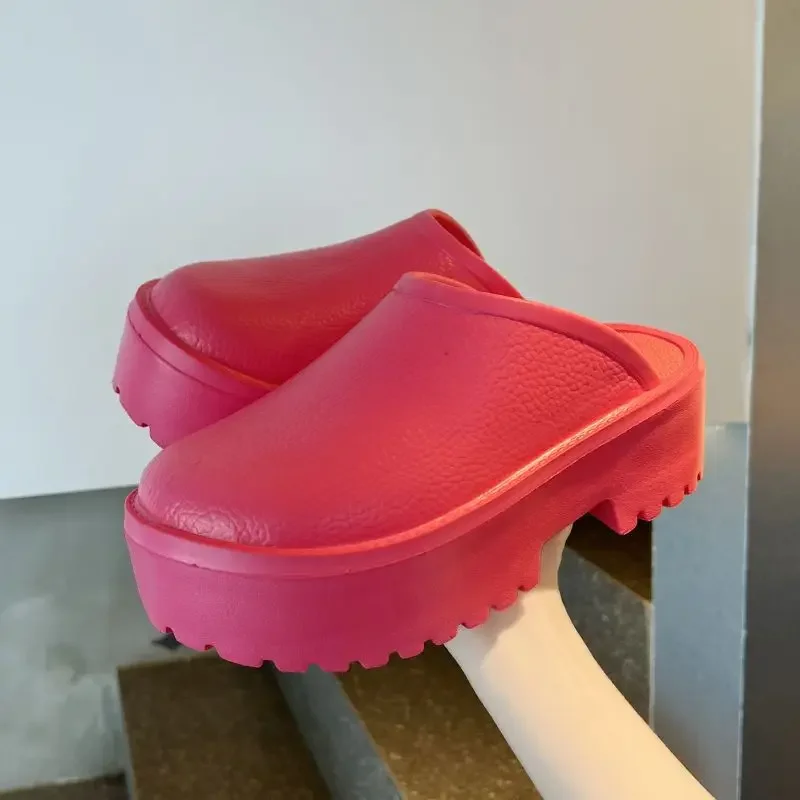 2023 Women Summer Slippers Platform Flat Heel Outdoor Mules Shoes Fashion Casual High Quality Ladies Thick-Sole Beach Slides