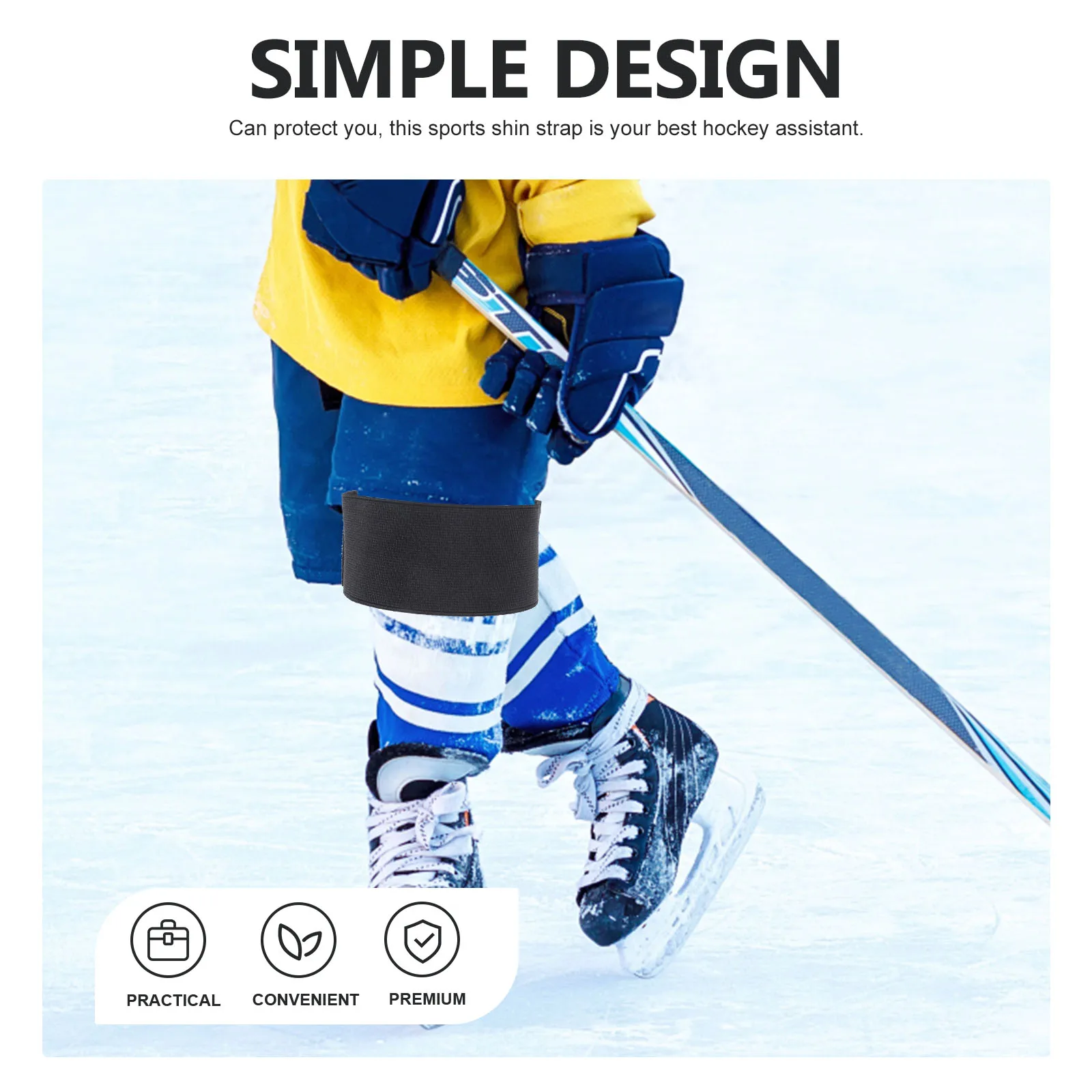 Elastic Adjustable Anti Slip Hockey Leg Strap For Shin Guard Hockey Pad Wrap Ice Field Team Sports Accessories Durabl Polyester