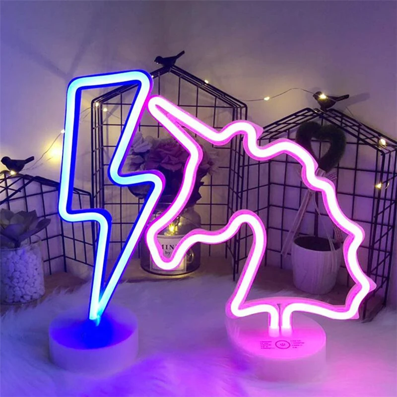 Vibrant LED Neon Night Light - Unicorn, Flamingo, Moon & Rainbow Decor for Kids' Rooms & Home Decor