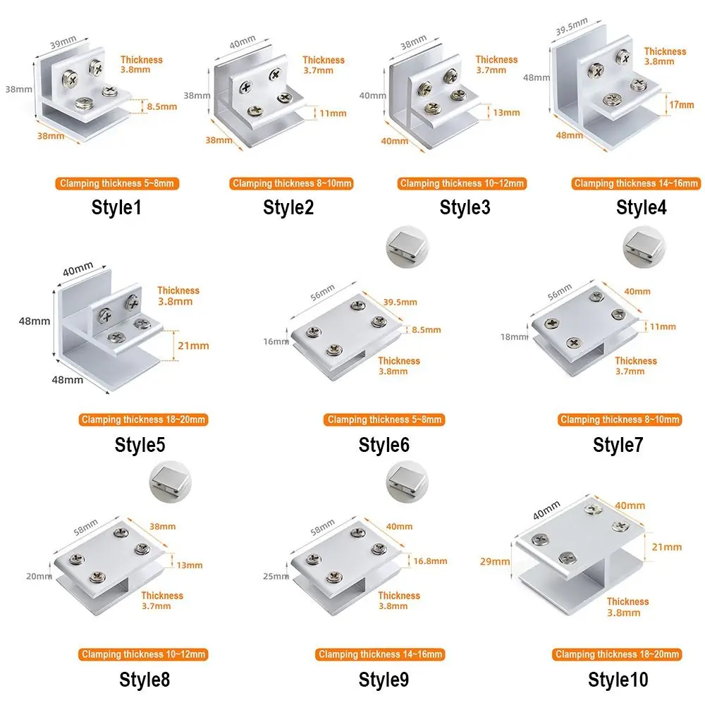 Description Picture 2 of itemHardware Wardrobe Cupboard Self-closing Frameless Clamp Glass Door Hinge Furniture Accessories Cabinet Door Hinge