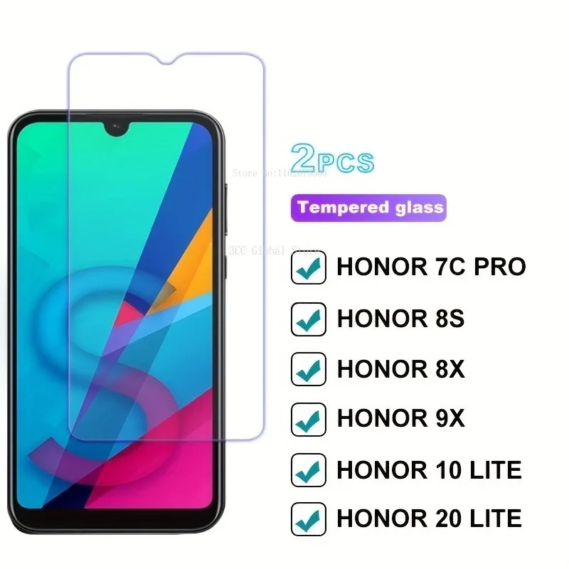 

2 шт. закаленное стекло для защиты экрана для Huawei Honor 8X 8S 9X 7C защитное стекло