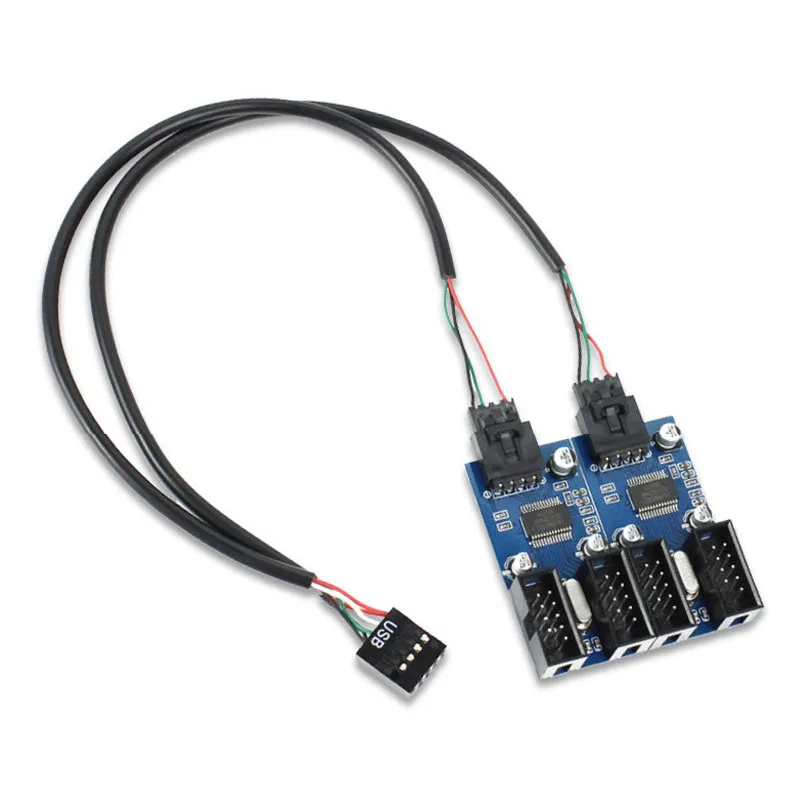 Scheda Madre Usb 2.0 9Pin Femmina Interfaccia Header Splitter Adattatore Cavo Di Prolunga Da 1 A 2/4 Connettori Hub Usb Per Computer Pc A 9Pin