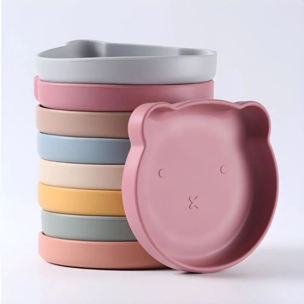 Silicone tableware set children cartoon dinner plate water cup fork spoon baby auxiliary food bowl baby silicone bowl 4