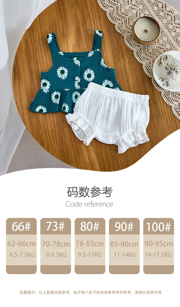 New Western Style Baby Vest and Shorts Set for Baby Summer Wear, Girls' Thin Camisole Top+fart Pack Two-piece Set