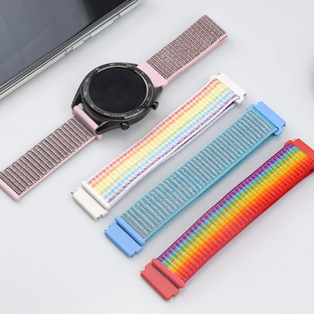 Versatile Nylon Loop Bracelet for Smartwatches - 22mm/20mm Band
