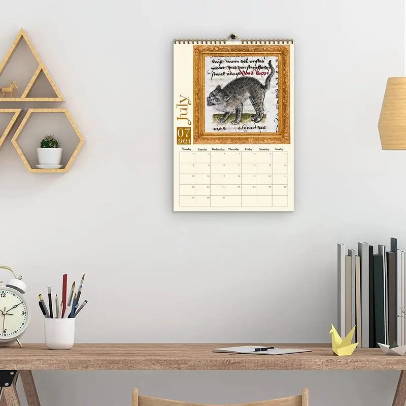 

Weird Cat Calendar 2024 Weird Medieval Cats Durable Medieval Cats Wall Calendars Creative Calendars for Living Room Accessory