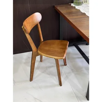 Solid wood dining table chair household dining chair log casual back chair restaurant dining stool Nordic negotiation desk chair