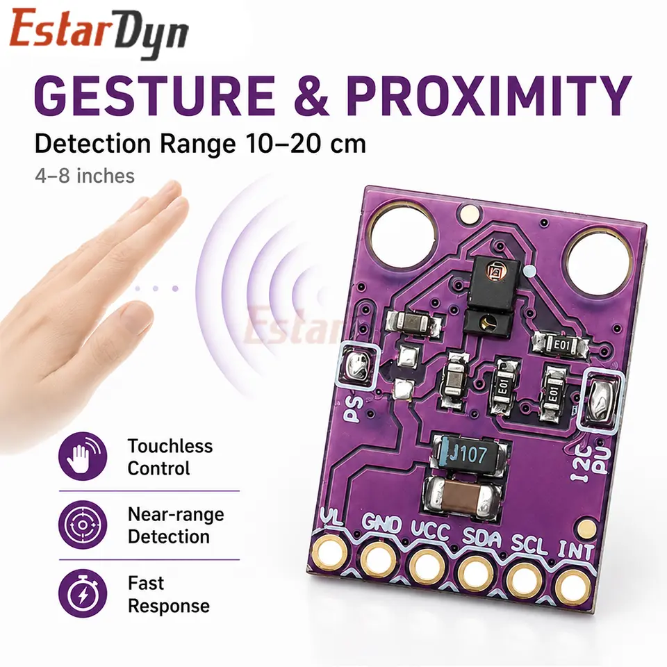 Estardyn APDS-9960 GY-9960 3.3V I2C Gesture Recognition RGB Proximity Sensor Module for Non-Contact Control & Color Sense image 4