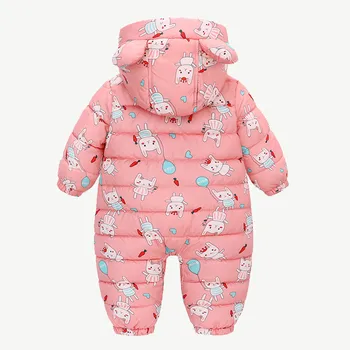 Romper Outerwear Bear Ear Hooded Snowsuit Jumpsuit Zipper Winter Clothing Newborn Baby Boys Girls Hooded Coat Jacket Snowsuits 3