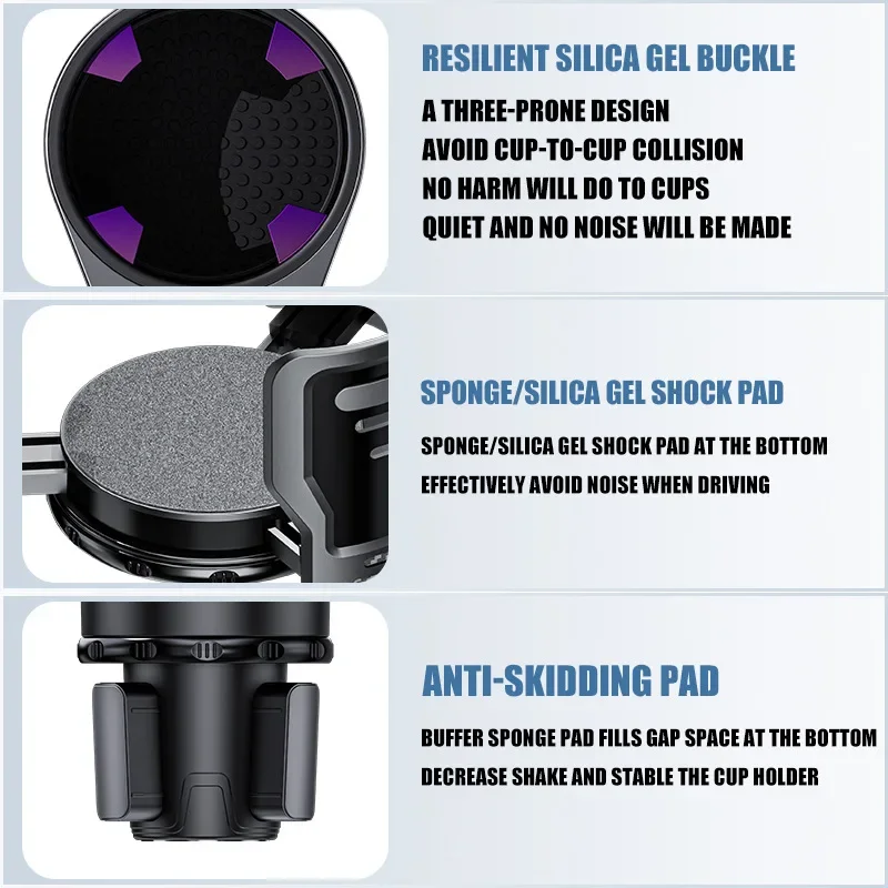 Cup Holder for Cars Multifunctional Adjustable Rotating 2-in-1 Vehicle Cup Holder Expander Car Interior Accessories