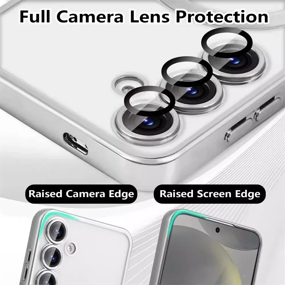 Enhanced Transparent Magnetic Phone Case with Plating Design - Soft and Durable Cover